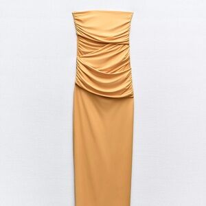 Zara Strapless Dress in Mustard